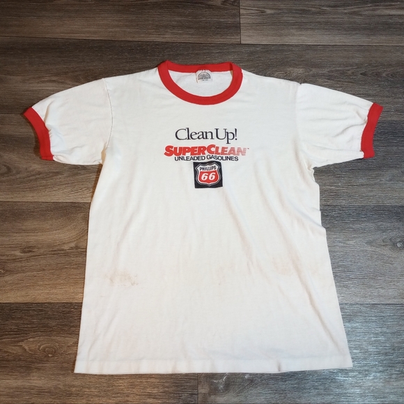 Retro Throwback Phillips 66 vintage Ringer Tee Shirt  Gas attendant advertising - Picture 1 of 8